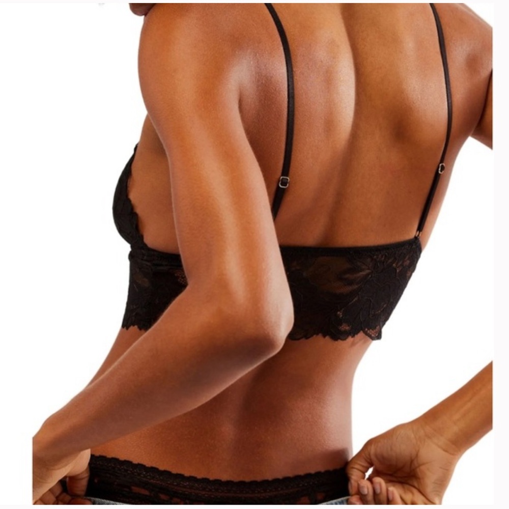 Free People Intimately Everyday Lace Longline Bralette in Black Size XS - Picture 2 of 3